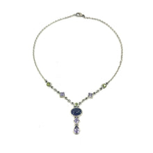 Load image into Gallery viewer, Nicky Butler SS Amethyst Cabochon Multi Gem Drop Necklace