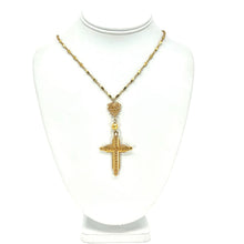 Load image into Gallery viewer, Nicky Butler Fashion Gold-Tone Heart &amp; Bead Cross Necklace