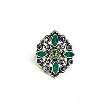 Load image into Gallery viewer, Nicky Butler SS Green Chalcedony Multi Gem Filigree Ring