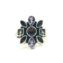 Load image into Gallery viewer, Nicky Butler SS Garnet Multi Gem Flower Ring