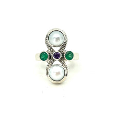 Load image into Gallery viewer, Nicky Butler SS Freshwater Pearl Multi Gem Ribbon Ring