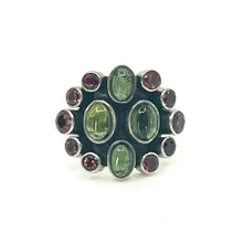 Load image into Gallery viewer, Nicky Butler SS Green Tourmaline &amp; Garnet Gem Ring