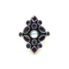 Load image into Gallery viewer, Nicky Butler SS Rainbow Moontone Multi Gem Cluster Ring