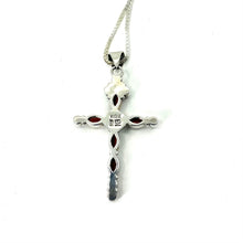 Load image into Gallery viewer, Nicky Butler SS Garnet Multi Gem Cross Pendant &amp; 18” Chain