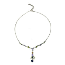 Load image into Gallery viewer, Nicky Butler SS Amethyst Cabochon Multi Gem Drop Necklace