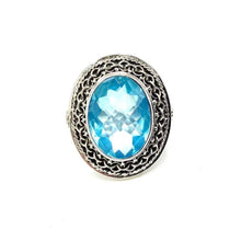 Load image into Gallery viewer, Nicky Butler SS Sea Foam Blue Quartz Bold Oval Flower Ring