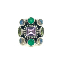 Load image into Gallery viewer, Nicky Butler SS Amethyst Multi Gem Square Ring