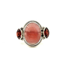 Load image into Gallery viewer, Nicky Butler SS Rhodochrosite &amp; Garnet Gem Ring