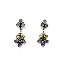 Load image into Gallery viewer, Nicky Butler SS Amethyst Multi Gem Flower Drop Earrings