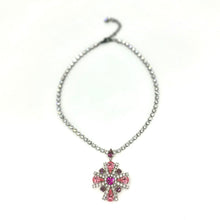Load image into Gallery viewer, Nicky Butler Fashion Pink Crystal &amp; Black Jet Maltese Cross Necklace