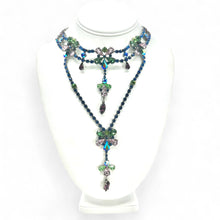 Load image into Gallery viewer, Nicky Butler Fashion Blue &amp; Multi Crystal Choker Flower Necklace