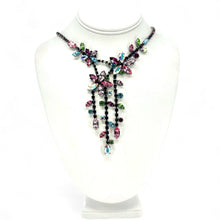 Load image into Gallery viewer, Nicky Butler Fashion Pink &amp; Multi Crystal Offset Flower Cascade Drop Necklace
