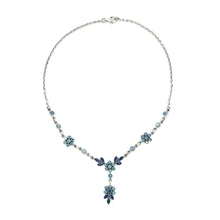 Load image into Gallery viewer, Nicky Butler SS Rhodolite Garnet Multi Gem Flower Drop Necklace