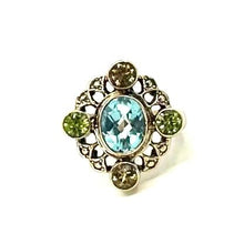 Load image into Gallery viewer, Nicky Butler Bronze Aqua Quartz Multi Gem Openwork Ring