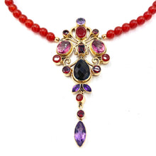 Load image into Gallery viewer, Nicky Butler Bronze Pink Quartz Multi Gem Drop Necklace