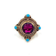 Load image into Gallery viewer, Nicky Butler Bronze Rhodolite Pink Quartz &amp; Turquoise Round Ring