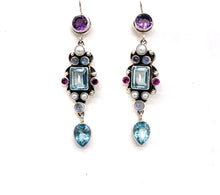 Load image into Gallery viewer, Nicky Butler SS Aqua Quartz Multi Gem Drop Earrings