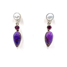 Load image into Gallery viewer, Nicky Butler SS Purple Copper Turquoise Multi Gem Drop Earrings