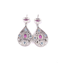 Load image into Gallery viewer, Nicky Butler SS Pink Quartz Multi Gem Openwork Earrings