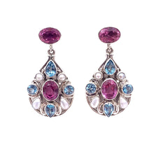 Load image into Gallery viewer, Nicky Butler SS Pink Quartz Multi Gem Openwork Earrings