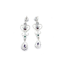 Load image into Gallery viewer, Nicky Butler SS Green Chalcedony Multi Gem Heart Drop Earrings