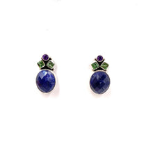 Load image into Gallery viewer, Nicky Butler SS Sapphire Blue Corundum Multi Gem Oval Earrings