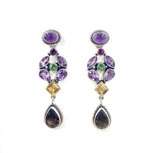 Load image into Gallery viewer, Nicky Butler SS Amethyst Multi Gem Pear Drop Earrings