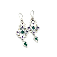 Load image into Gallery viewer, Nicky Butler SS Green Chalcedony Multi Gem Drop Earrings