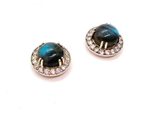 Load image into Gallery viewer, Nicky Butler SS Labradorite &amp; Clear CZ Stud Earrings