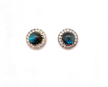 Load image into Gallery viewer, Nicky Butler SS Labradorite &amp; Clear CZ Stud Earrings
