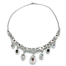 Load image into Gallery viewer, Nicky Butler SS Peruvian Pink Opal Multi Gem Oval Drop Necklace