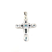 Load image into Gallery viewer, Nicky Butler SS Lapis Lazuli Multi Gem Cross Pendant