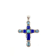Load image into Gallery viewer, Nicky Butler SS Lapis Lazuli Multi Gem Cross Pendant