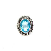 Load image into Gallery viewer, Nicky Butler SS Sea Foam Blue Quartz Bold Oval Flower Ring