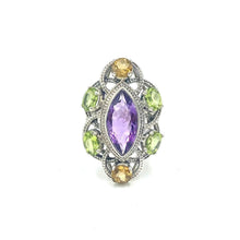 Load image into Gallery viewer, Nicky Butler SS Amethyst Multi Gem Marquise Ribbon Ring