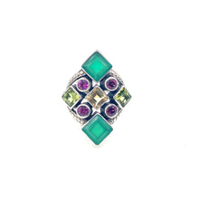Load image into Gallery viewer, Nicky Butler SS Green Chalcedony Multi Gem Diamond Shape Ring