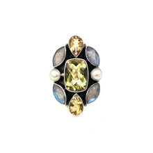 Load image into Gallery viewer, Nicky Butler SS Lemon Quartz Multi Gem Cushion Ring