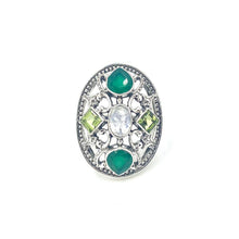 Load image into Gallery viewer, Nicky Butler Sterling Silver Green Chalcedony Multi Gem Oval Openwork Ring