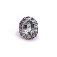 Load image into Gallery viewer, Nicky Butler SS Prasiolite Oval Greek Key Gem Ring