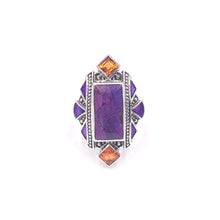 Load image into Gallery viewer, Nicky Butler SS Purple Turquoise Multi Gem Deco Ring