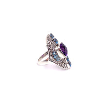 Load image into Gallery viewer, Nicky Butler SS Purple Quartz &amp; Topaz Gem Deco Ring