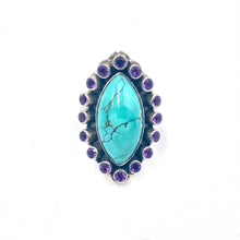 Load image into Gallery viewer, Nicky Butler SS Tibetan Turquoise Multi Gem Marquise Ring