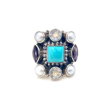 Load image into Gallery viewer, Nicky Butler SS Turquoise Multi Gem Square Ring