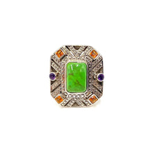Load image into Gallery viewer, Nicky Butler SS Green Turquoise Multi Gem Hexagon Ring