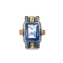 Load image into Gallery viewer, Nicky Butler SS Blue Quartz Multi Gem Cushion Ring