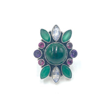 Load image into Gallery viewer, Nicky Butler SS Malachite Multi Gem Flower Ring