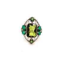 Load image into Gallery viewer, Nicky Butler SS Green Quartz Multi Gem Shield Butterfly Ring