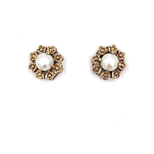 Load image into Gallery viewer, Nicky Butler Bronze Freshwater Pearl Flower Stud Earrings