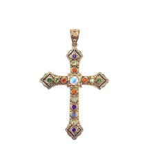 Load image into Gallery viewer, Nicky Butler Bronze Moonstone Multi Gem Cross Pendant
