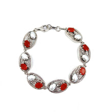 Load image into Gallery viewer, Nicky Butler SS Carnelian &amp; Freshwater Pearl Oval Line Bracelet